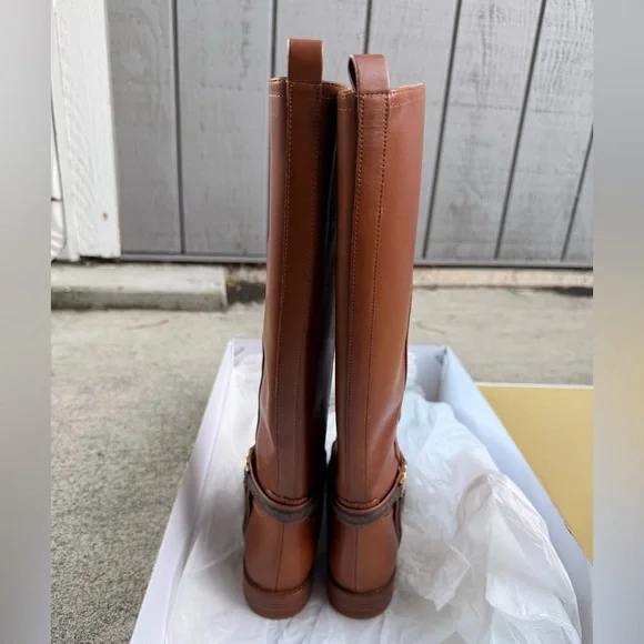 Michael Kors Mindy Leather and Signature Logo Trim Boot over the Knee - Picture 7 of 15